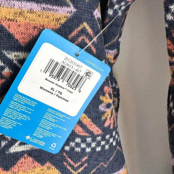 Columbia Sweater Weathe Fleece Crew  Shirt Pullover Nocturnal Pinecones XL - Picture 8 of 13